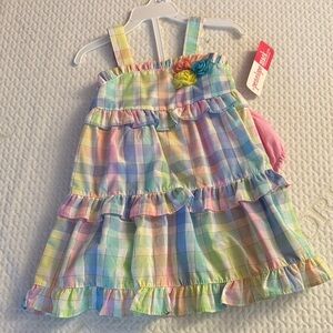 Penelope Mack Pastel Plaid Dress with Floral Accents